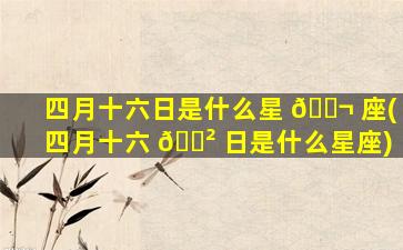四月十六日是什么星 🐬 座(四月十六 🌲 日是什么星座)